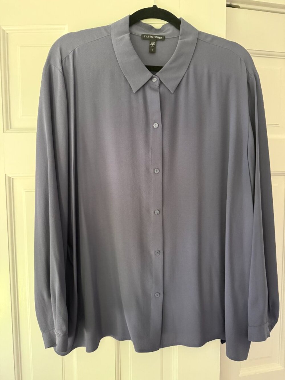 Silk Georgette Crepe Classic Collar Shirt 1X - Picture 2 of 4
